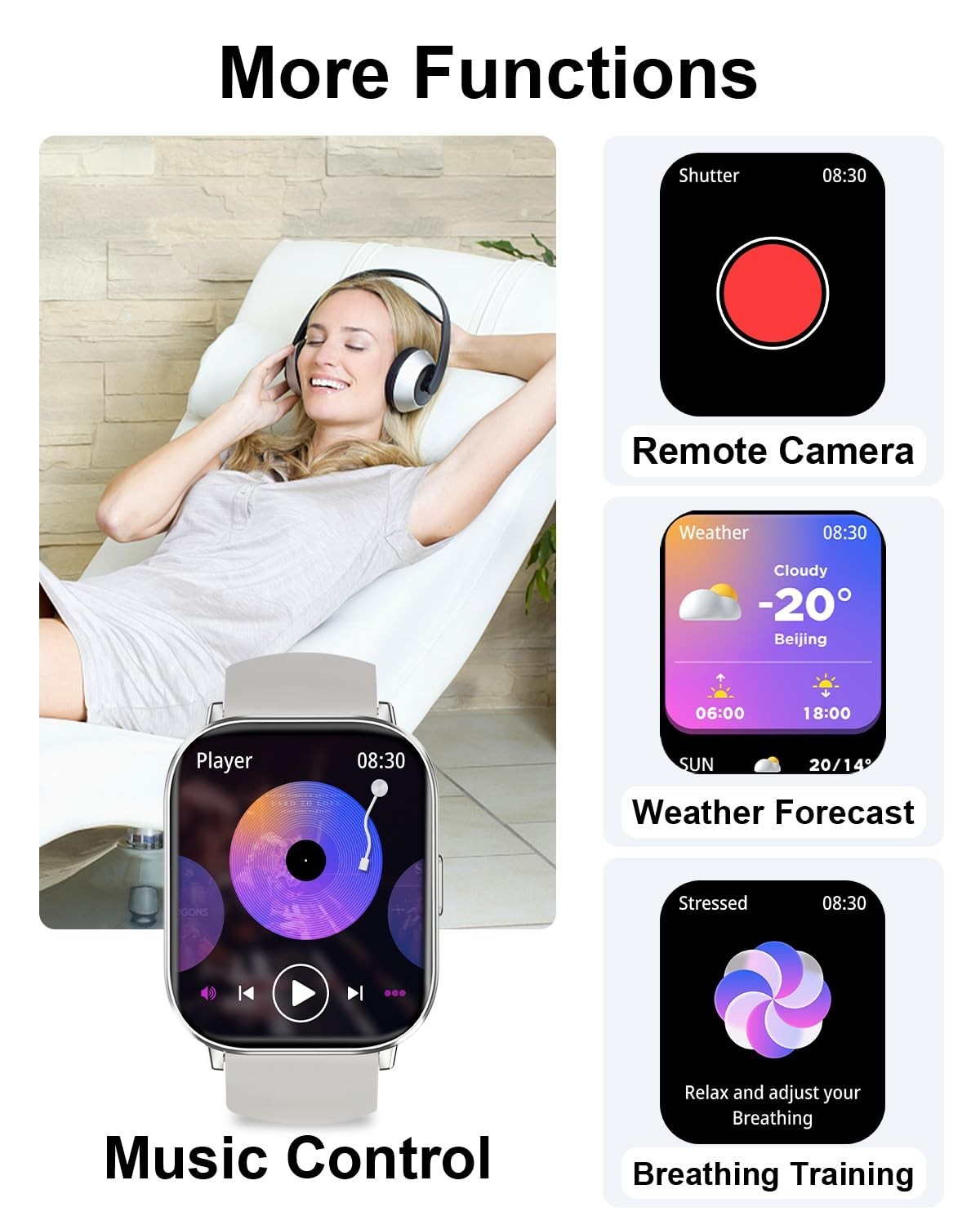 Smartwatch for Men & Women, 2.01” Touch Screen, Fitness Tracker, Heart Rate Moni