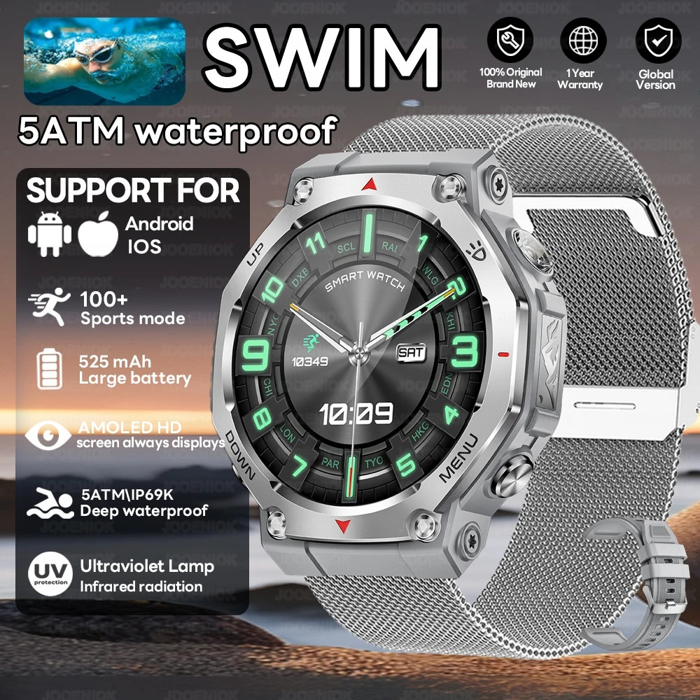 Military Smartwatch 1.43″ AMOLED GPS Bluetooth Call Waterproof Sports Watch