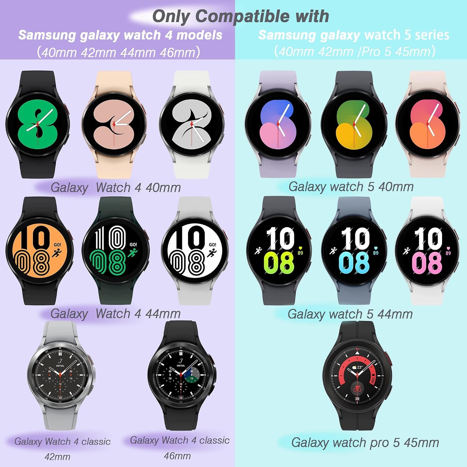 No Gap Band 10 Pack for Samsung Galaxy Watch 7 40mm 44mm – HSWAI Slate Color