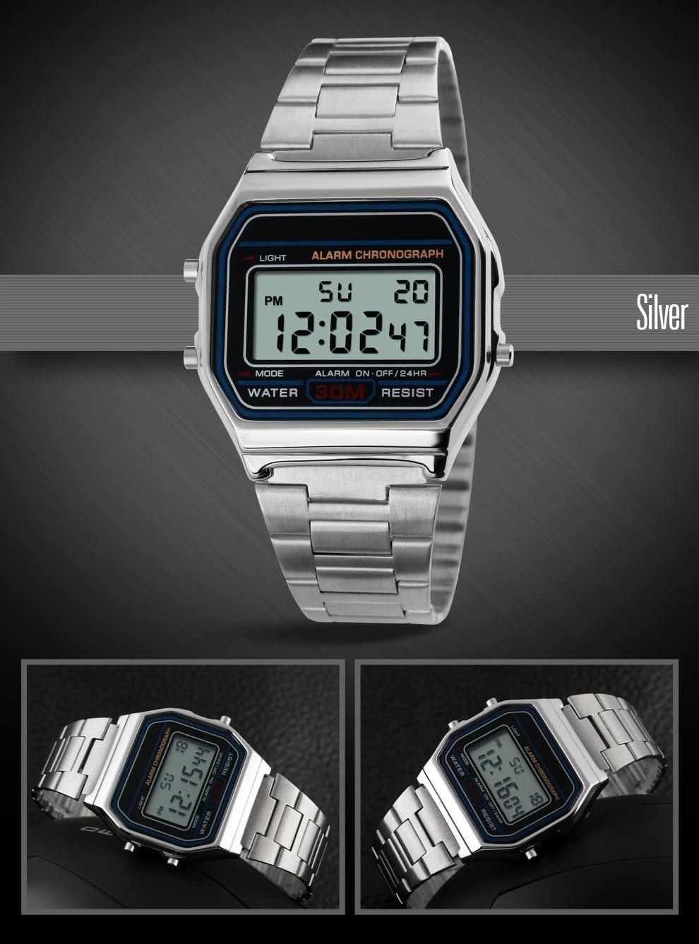 PASOY Men’s Digital Waterproof Sport Watch with Stopwatch