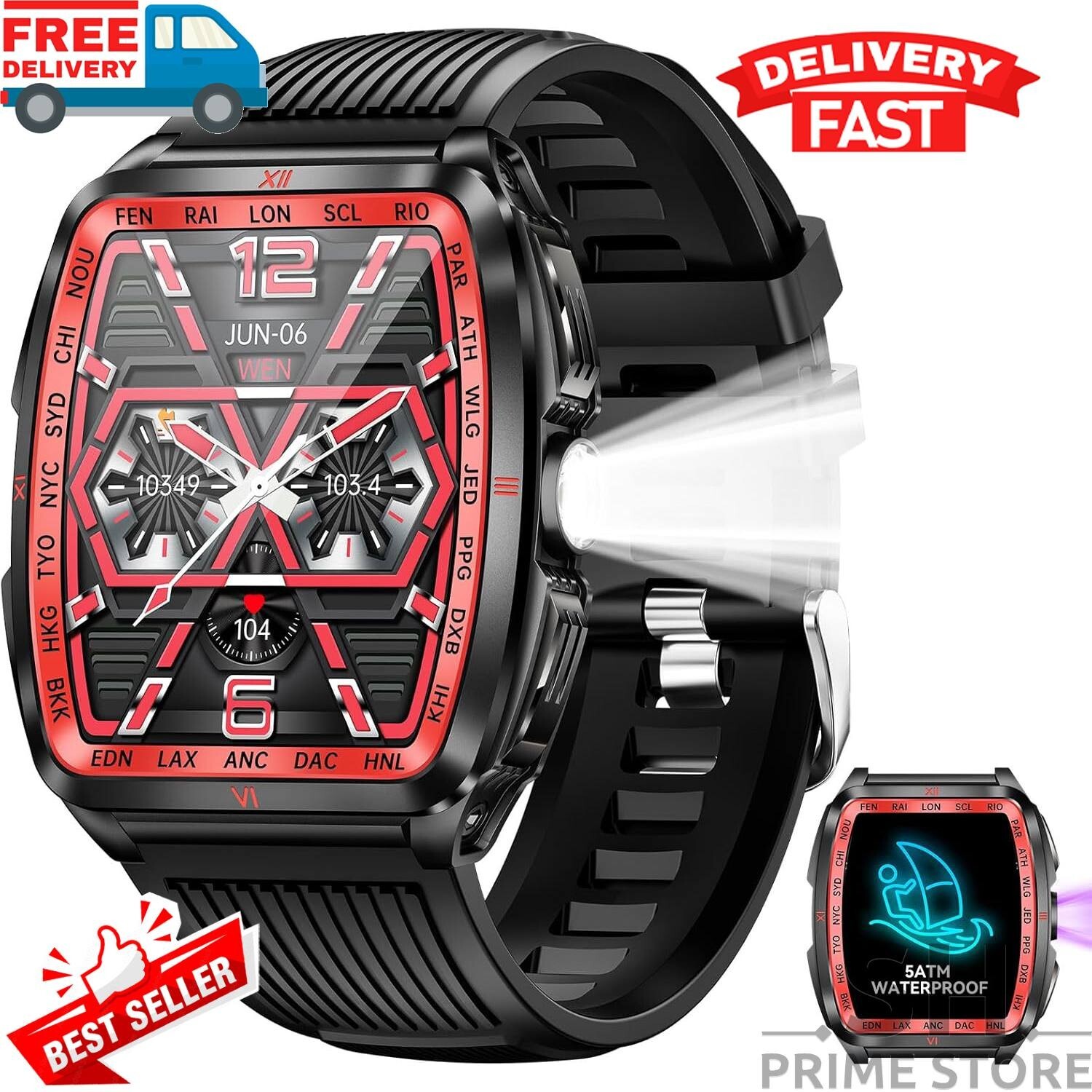 Military Smart Watch for Men (Answer/Make Calls) Rugged Tactical Fitness Tracker