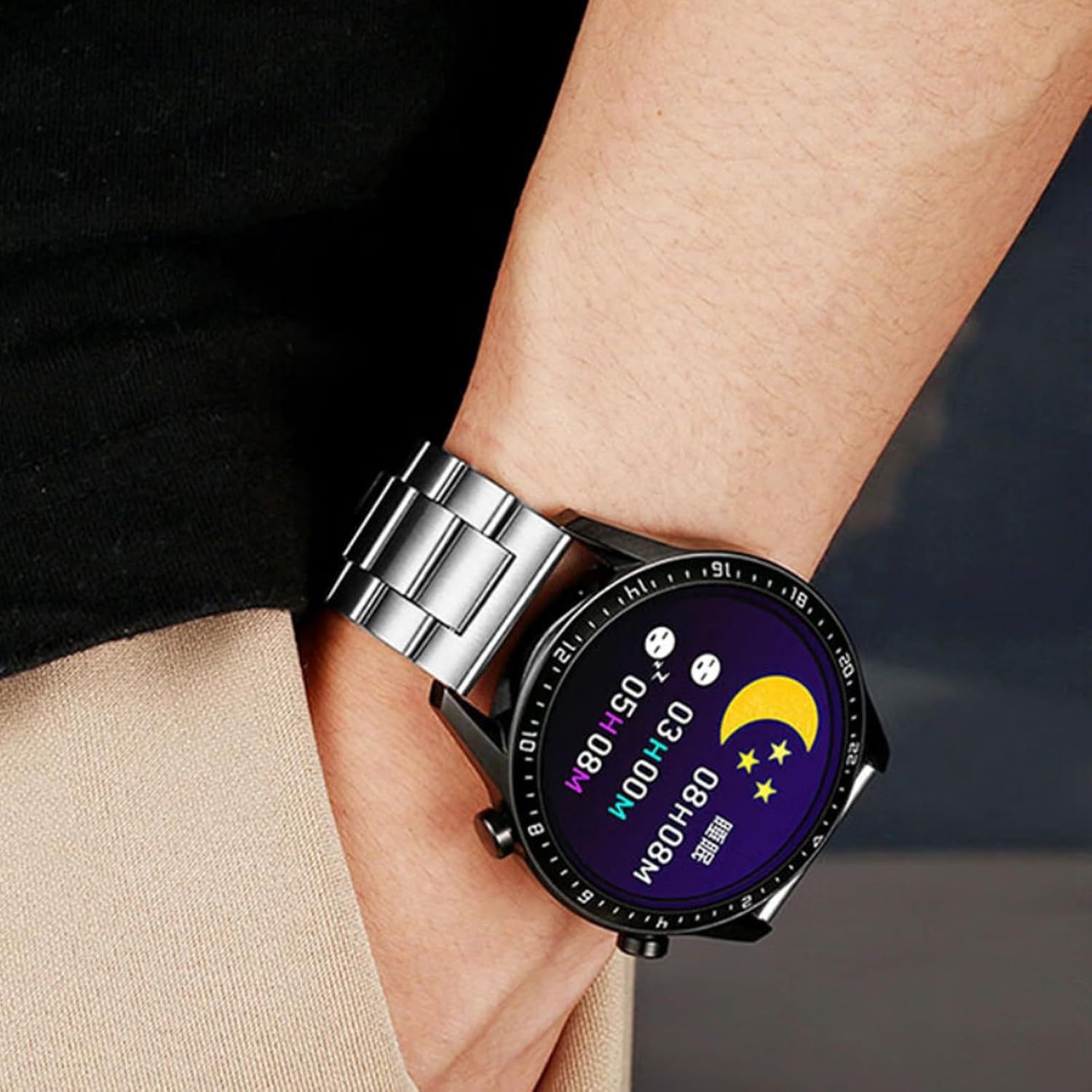 Quick Release Stainless Steel Strap Compatible with 18mm Smartwatch