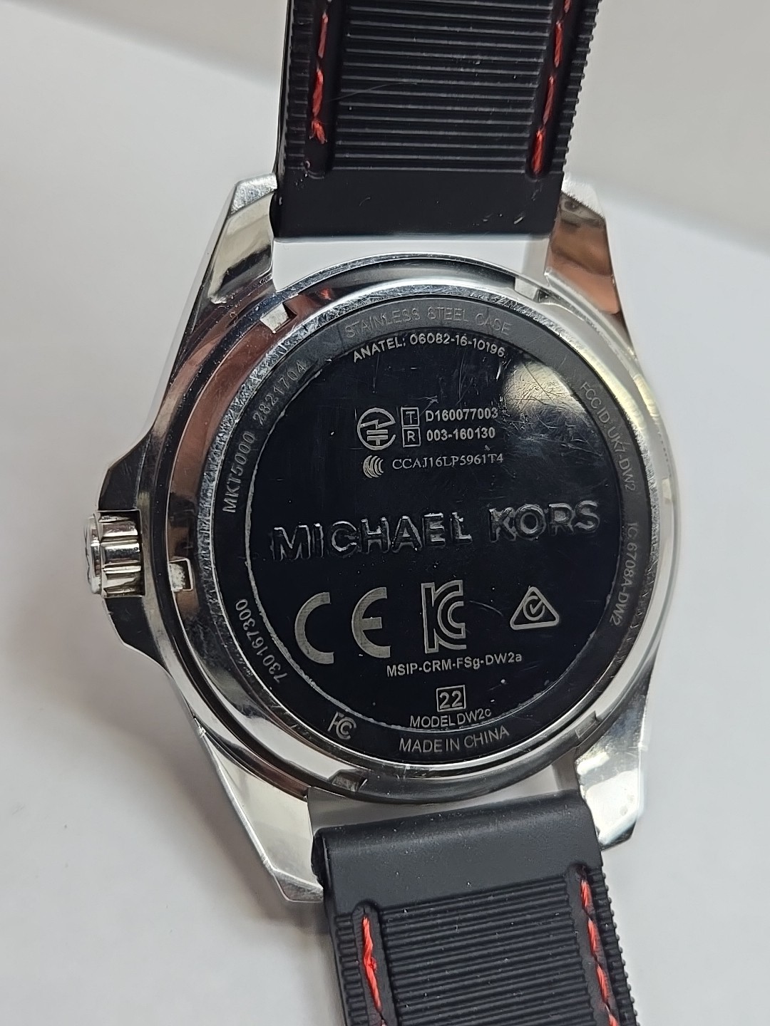 Michael Kors Access Bradshaw MKT5000 DW2C Silver Smartwatch Black Silicone Band