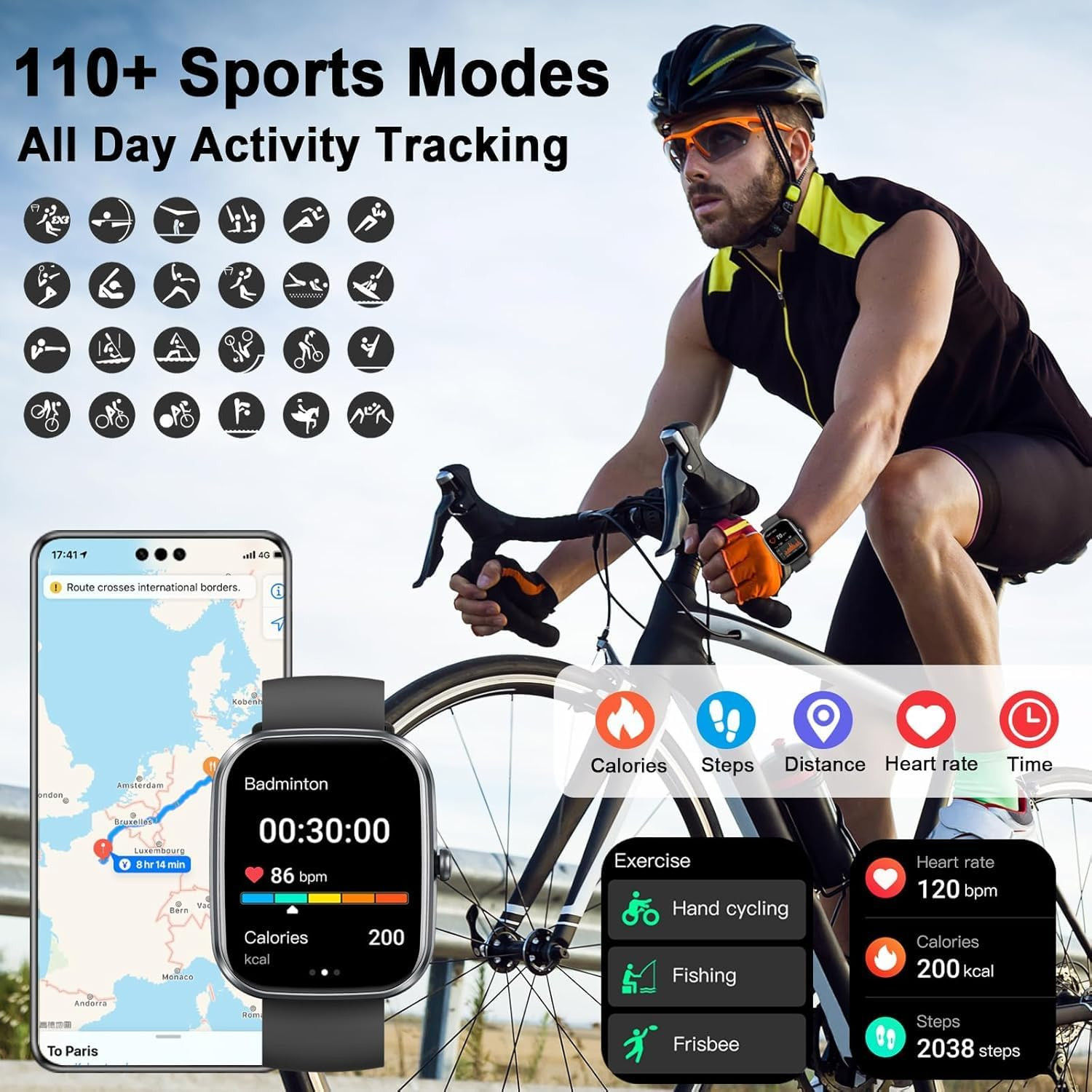 AI Smart Watch Men Women GPS WiFi Tracker Fitness Activity Waterproof Android Io