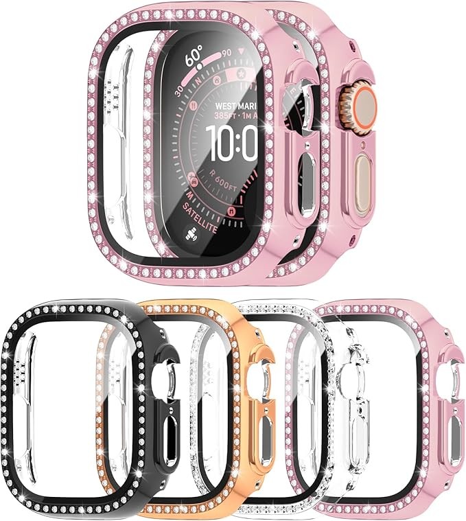 4 Pack Bling Rhinestone Case for Apple Watch Ultra 3/Ultra 2/Ultra 49mm Women
