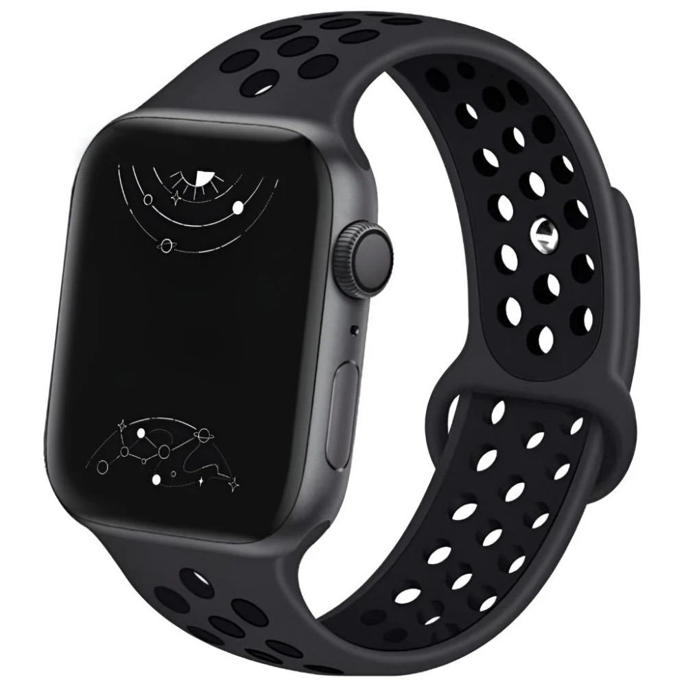 Apple Watch SE 40mm Space Black Aluminum Case with Black Sport Band – Regular…