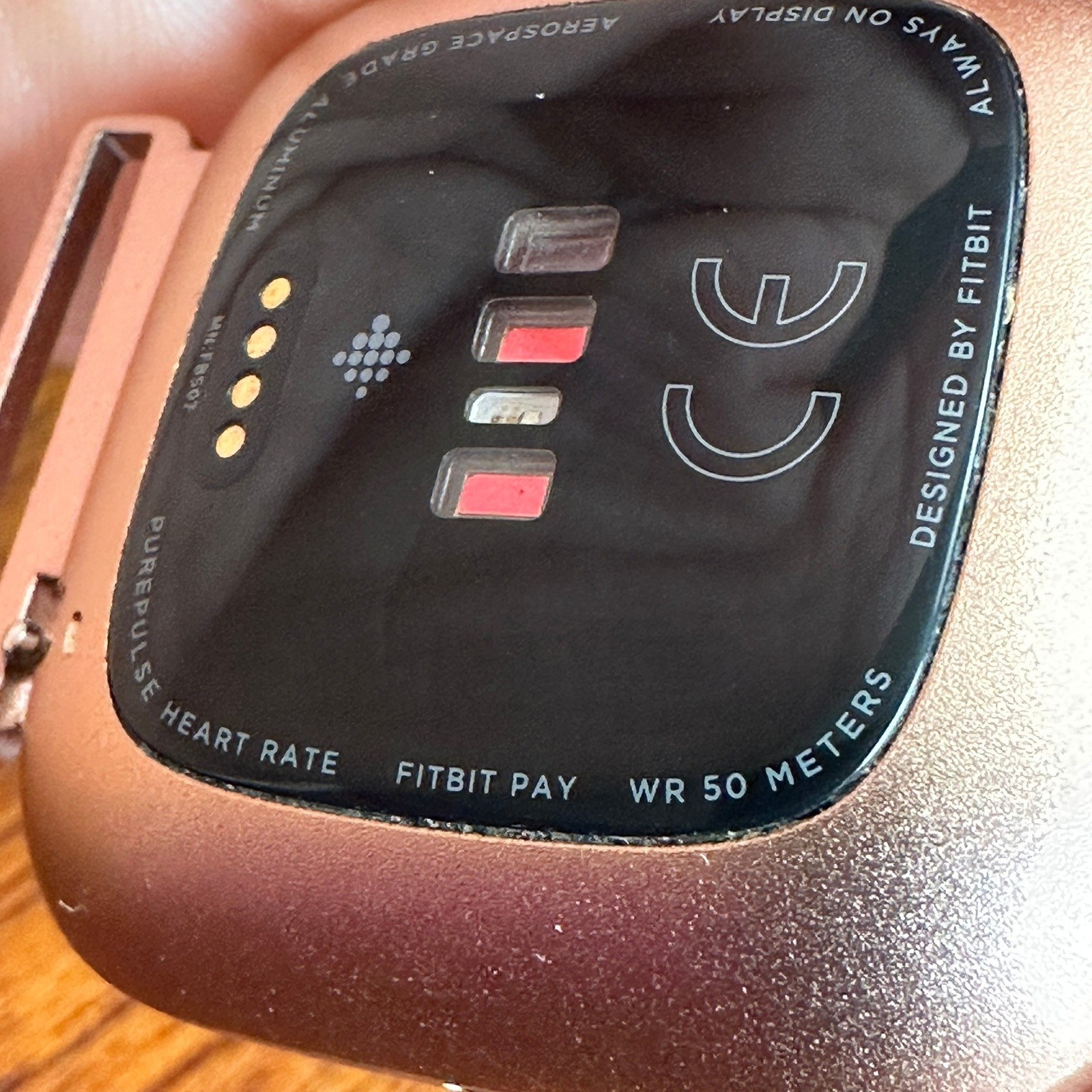Fitbit Versa 2 Smartwatch Copper Rose Aluminum FB507 Rose Gold Milanese Band