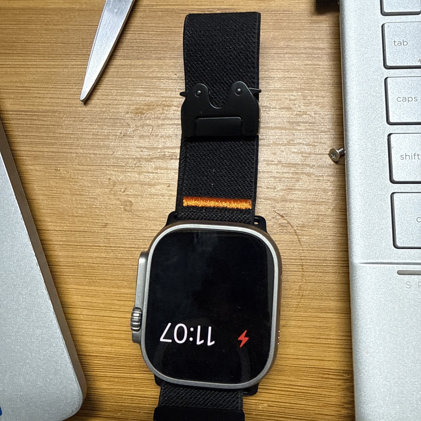 Apple Watch Ultra 2 49mm Silver Titanium – Excellent Used Cond – Black Band 97%