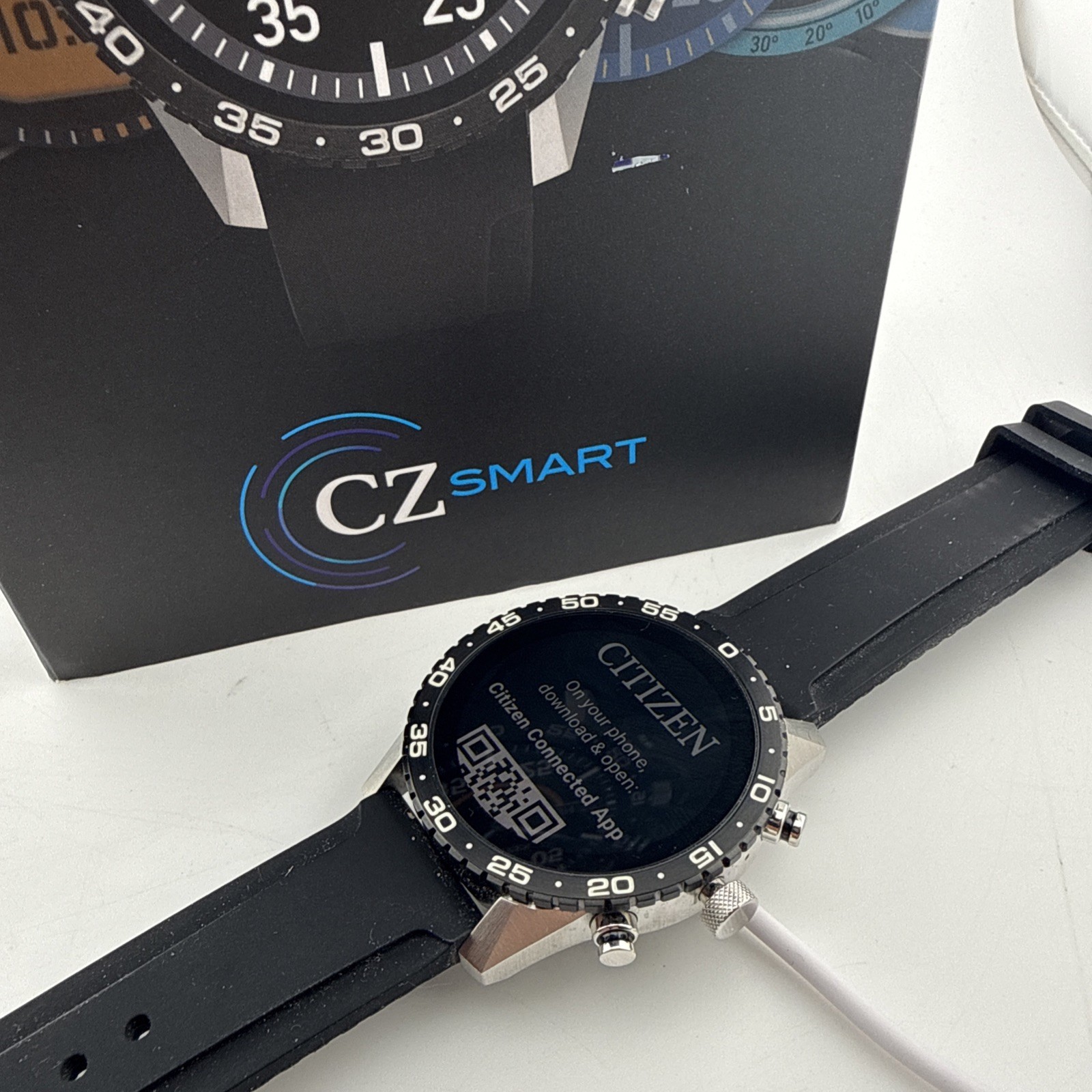 Citizen CZ Smart 44MM Black Silicone Sport Smartwatch – P991MV-02. Tested/Reset