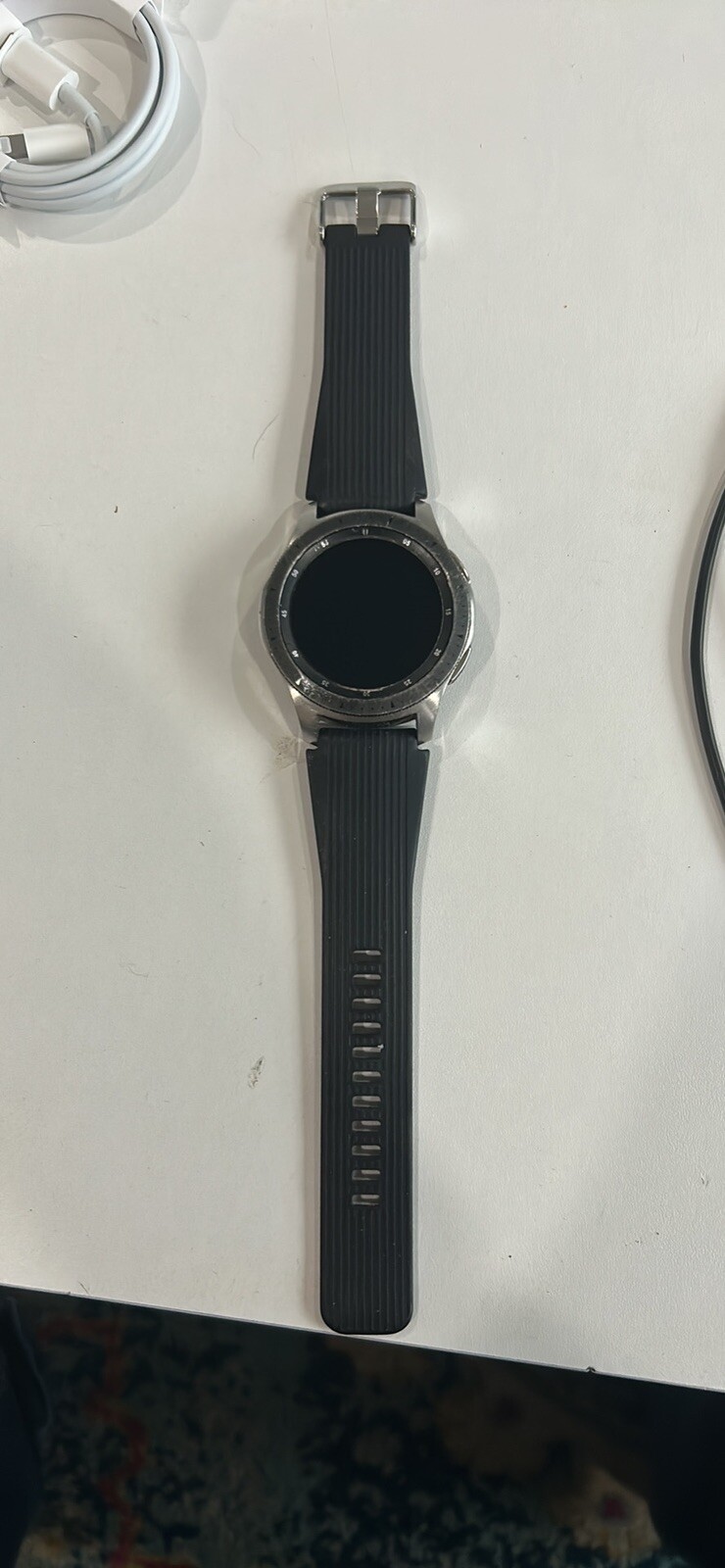 Samsung Galaxy Watch SM-R800 46mm Silver Case Classic Buckle Onyx Black -…