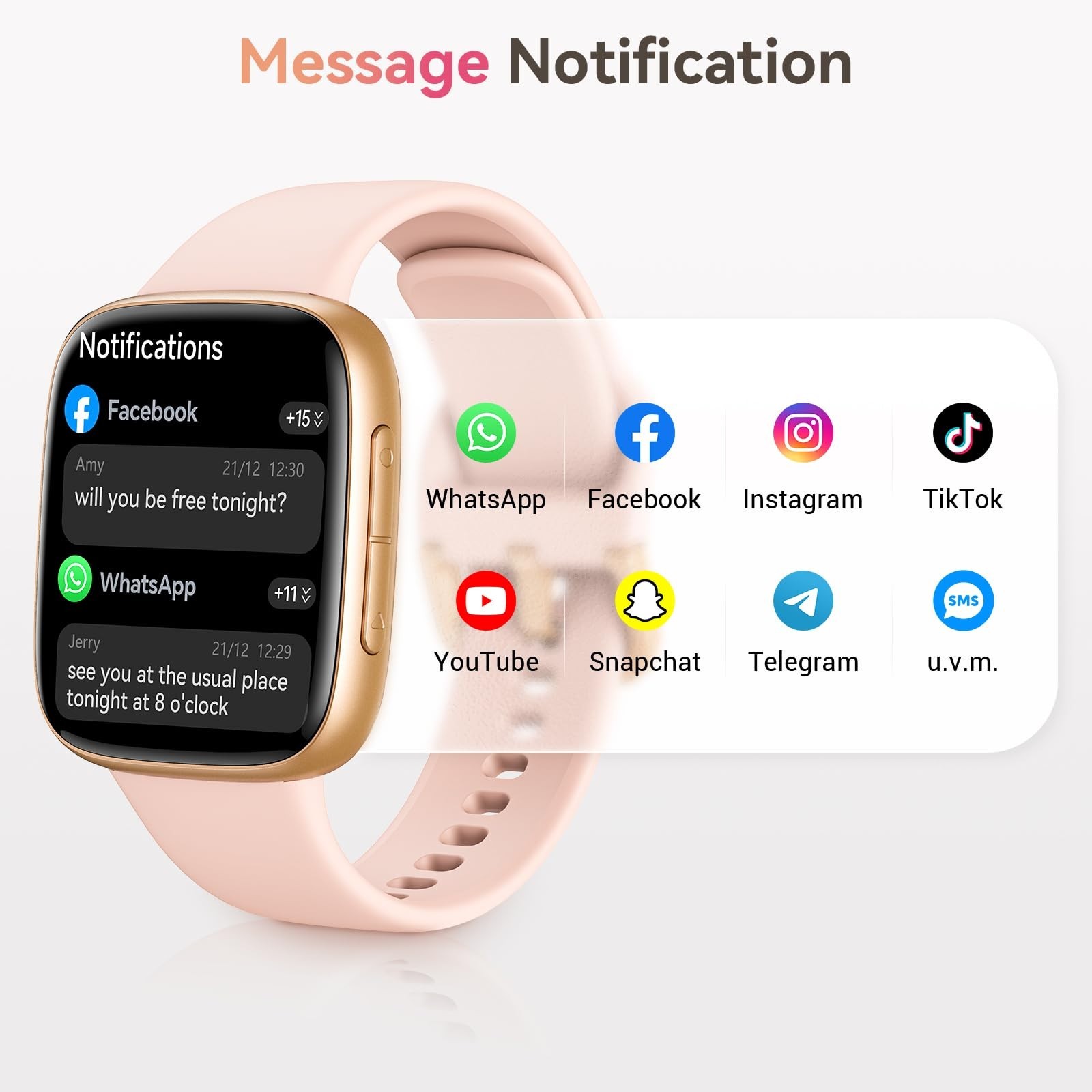 Smart Watch for Women – 1.85″ AMOLED, Call Function, 3ATM Waterproof, Fitness Tr