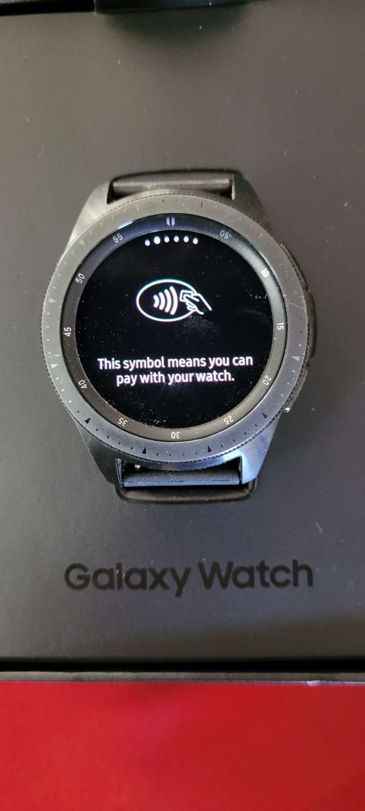 SAMSUNG GALAXY WATCH, 4G Black with upgraded watch band, 1 size fits all.