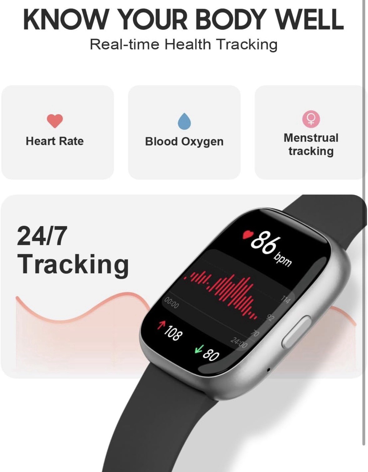 TOOBUR Smart Watch For Men/Women Alexa Built In Waterproof IP68 Fitness Tracker