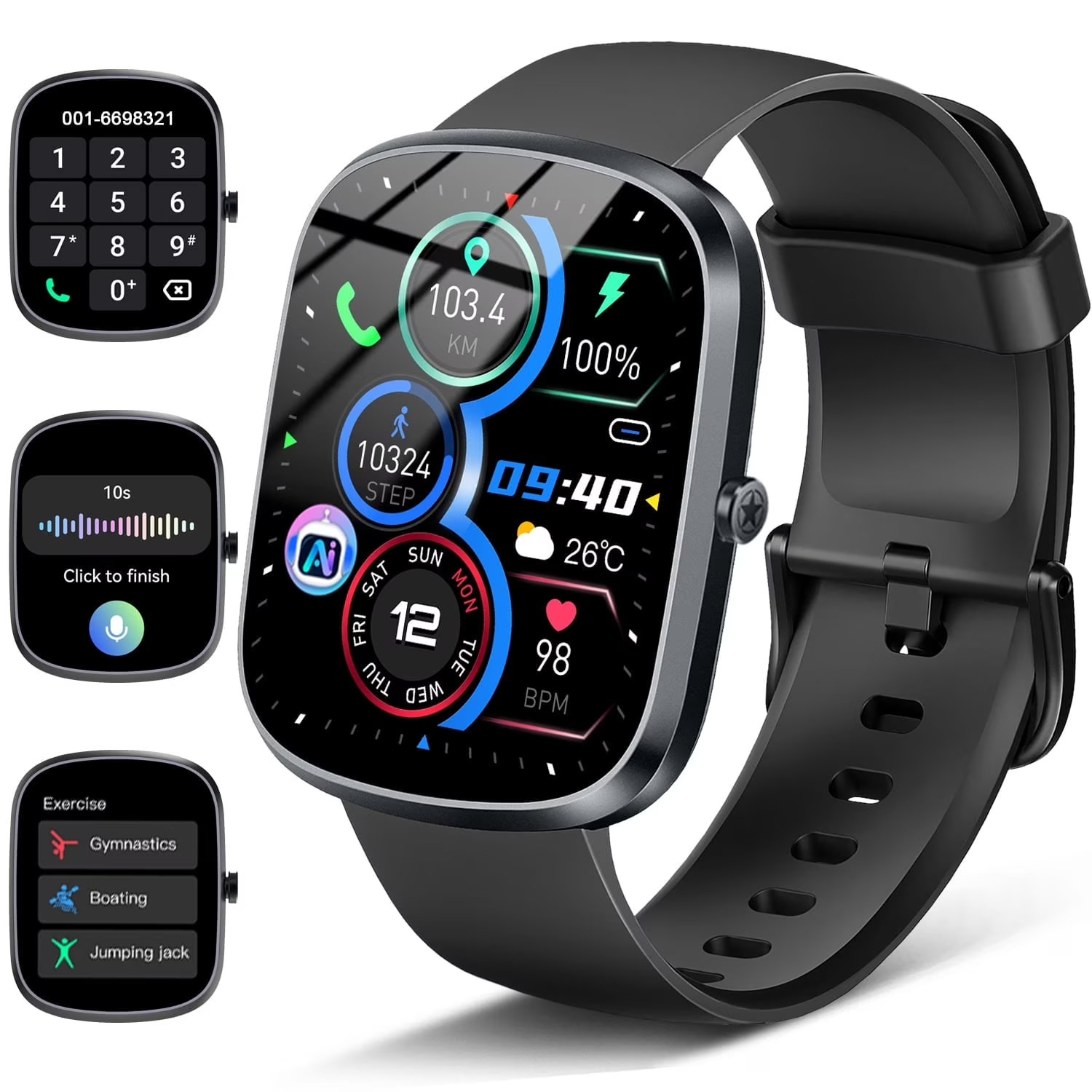 Smartwatch Bluetooth Call 1.91” HD Fitness Tracker 100+ Sports Modes IP68 Andro