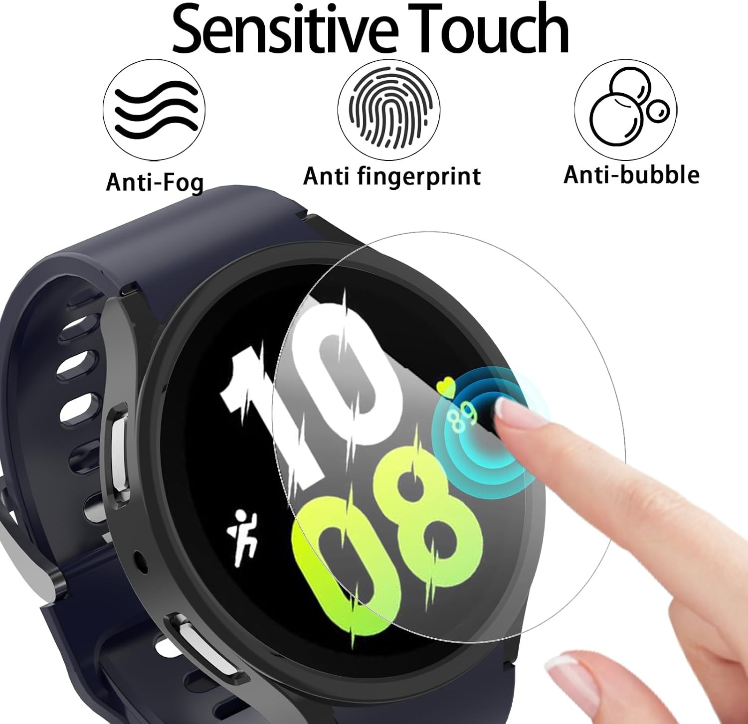 6+6 Pack Screen Protector Case for Samsung Galaxy Watch 5 40mm HD Anti-Fog