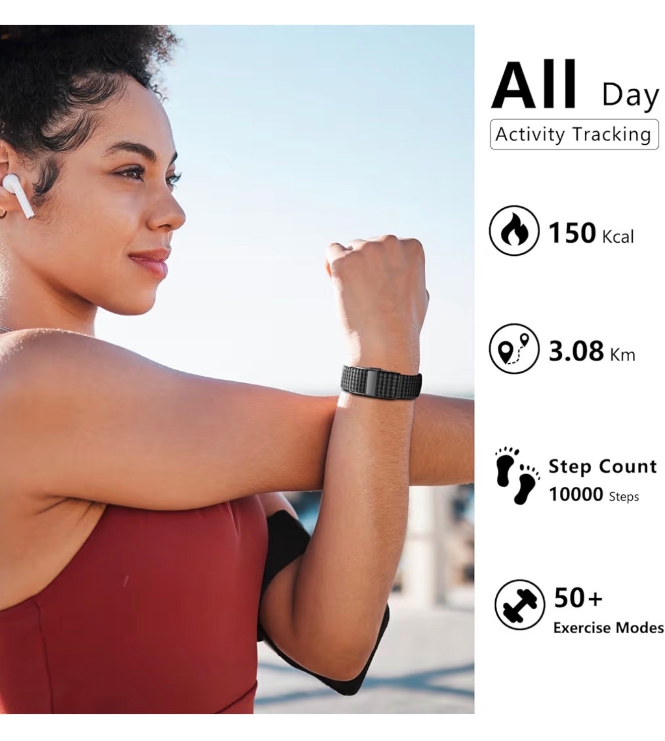 IAMJOY Smart Health Wristband, Wearable Activity & Fitness Tracker Black