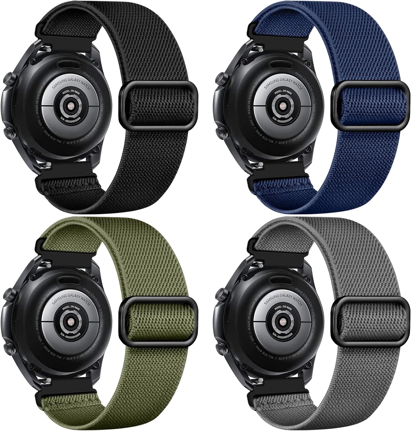4 Packs Nylon Band for Samsung Galaxy Watch 3 45mm, Gear S3 Frontier, 46mm
