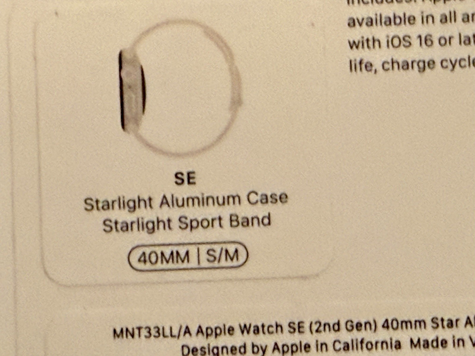 Apple Watch (GPS+LTE) Series SE 2nd Gen 40MM Alum Case Starlight Band