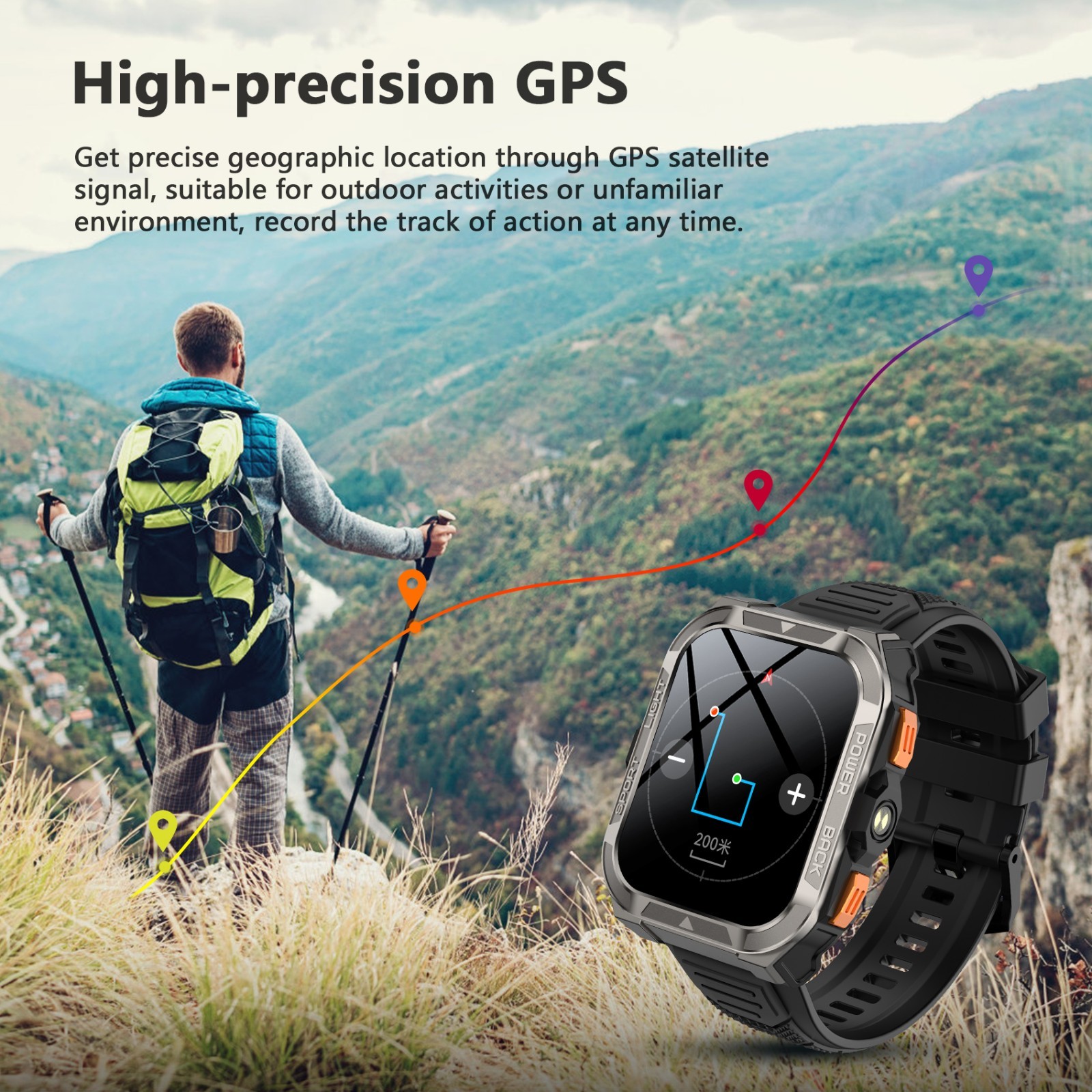 Blackview W80PRO Rugged Smart Watch Men, GPS Position Smartwatch ，AI Translation