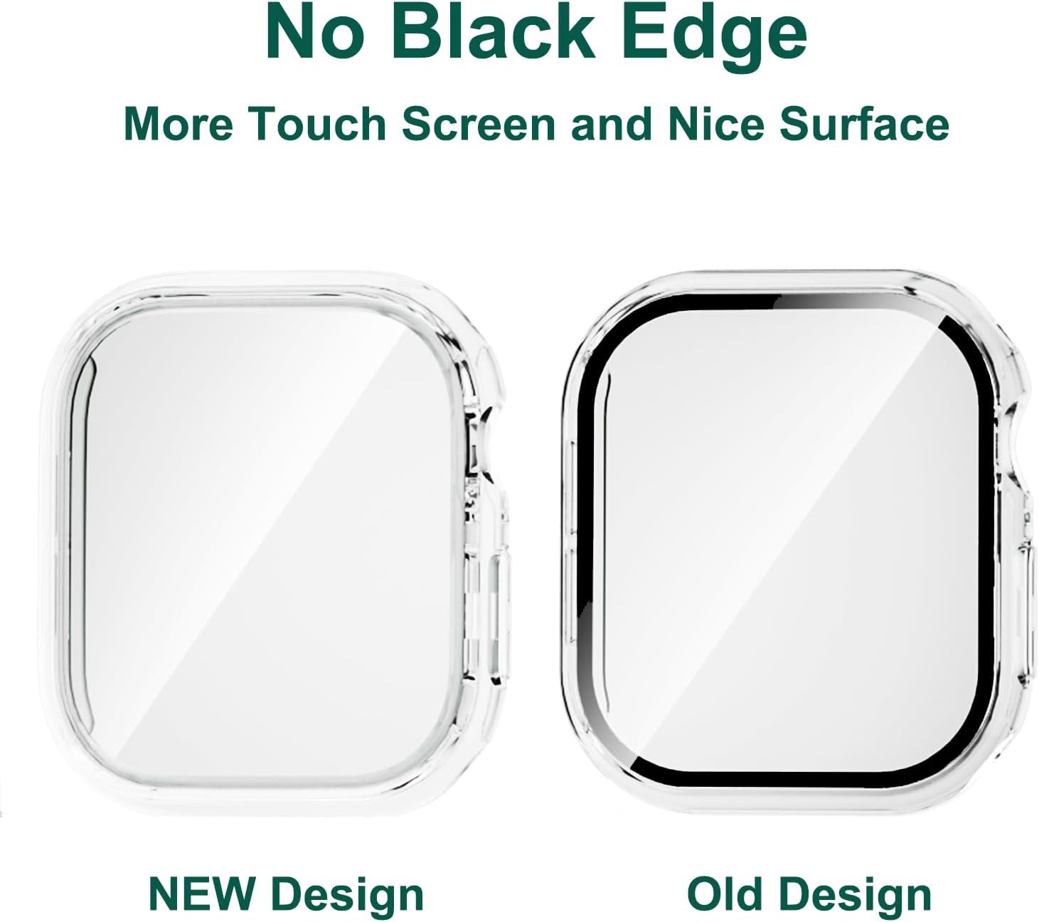 2 Pack Waterproof Hard Case for Apple Watch Series 9 41mm No Black Edge