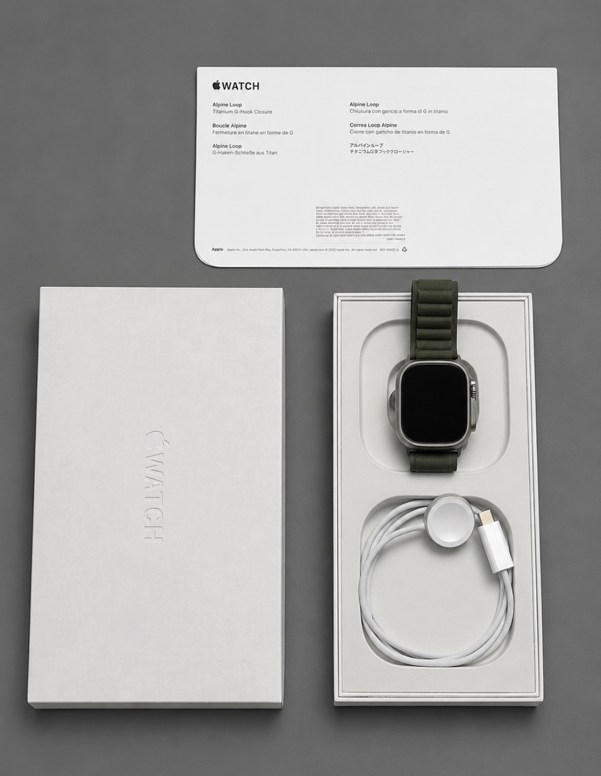 Apple Watch Ultra 49mm Titanium Silver Case Green Alpine Loop 32GB Touchscreen