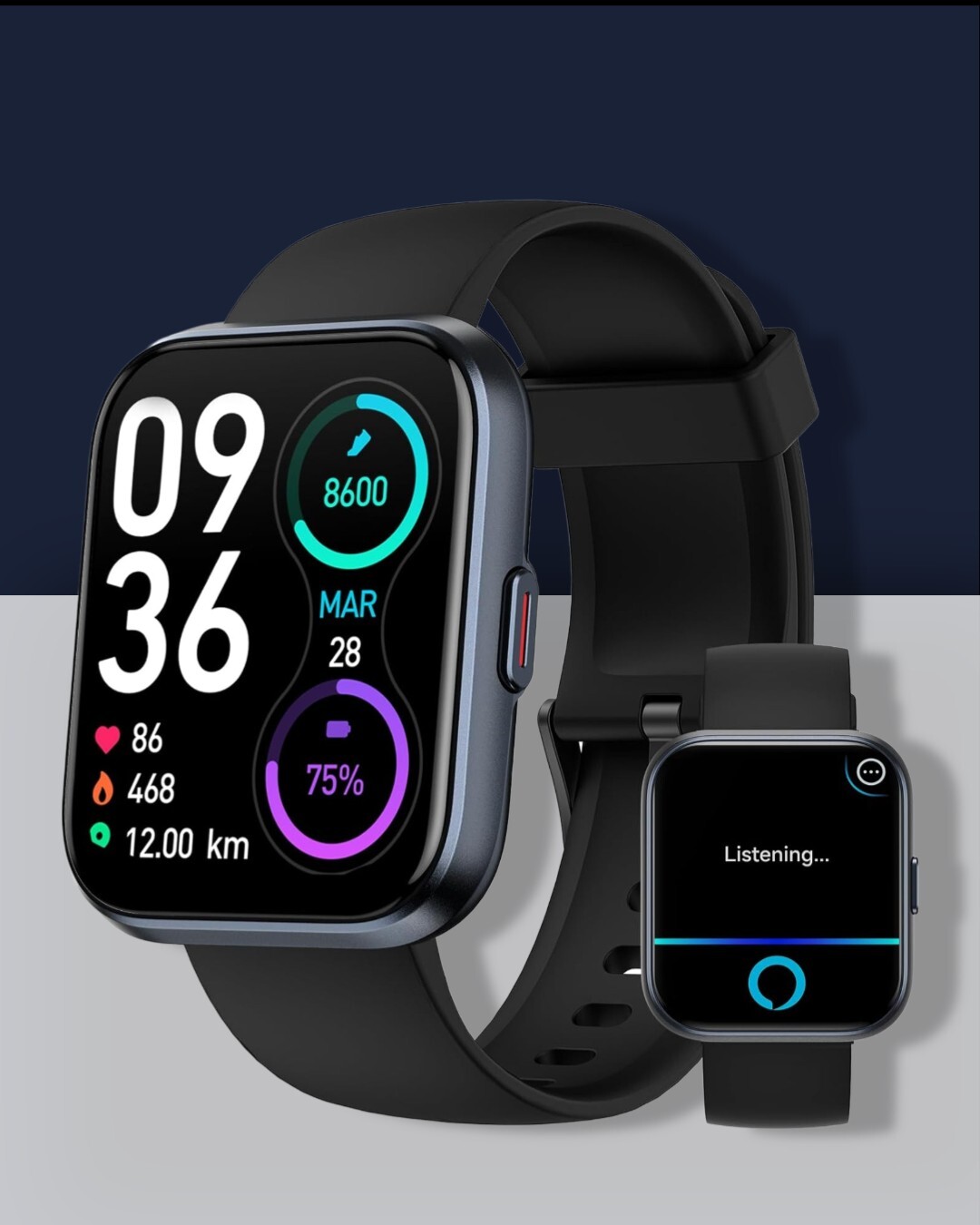 Smart Watch for Men Women Android iPhone Alexa Fitness 1.8″ Screen Bluetooth Cal