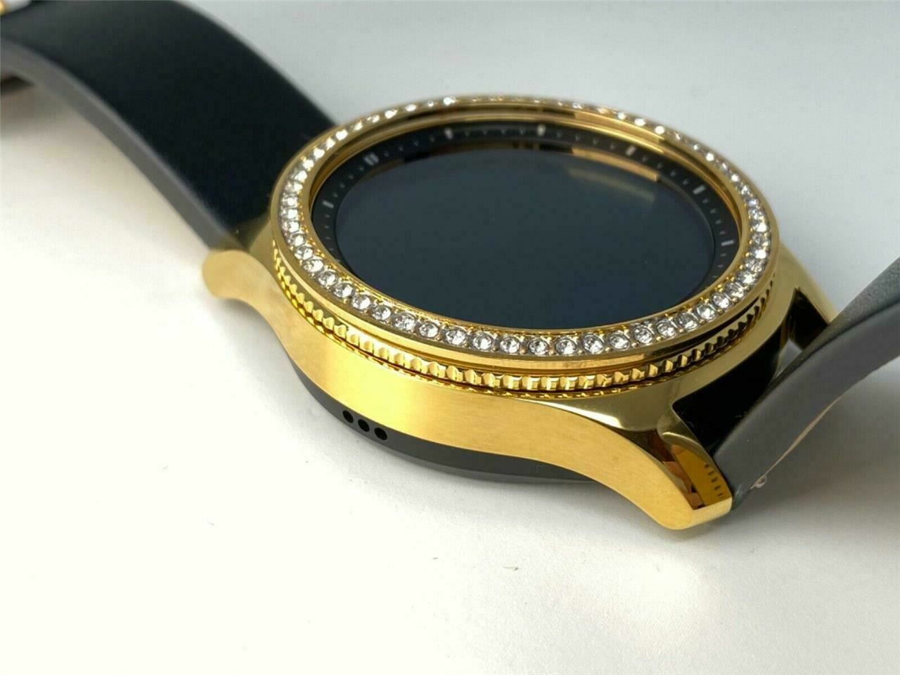 24K GOLD Plated Samsung Galaxy Watch 4 46mm DIAMOND Rhinestone Bezel Custom
