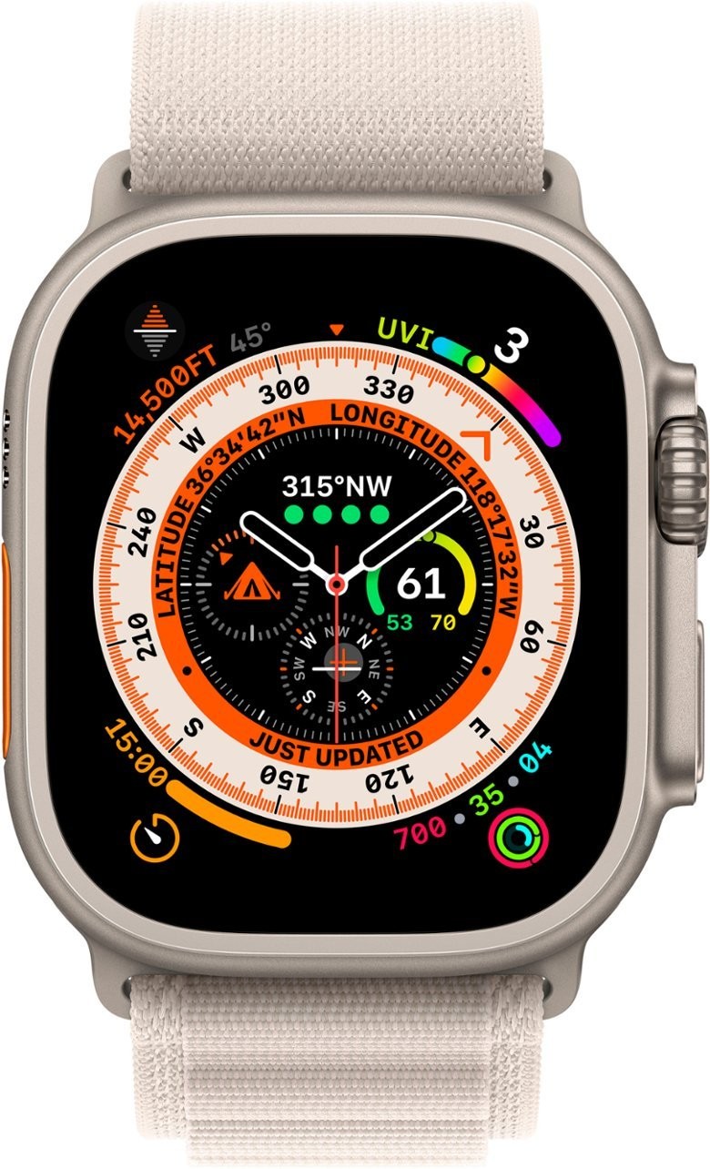 Apple Watch Ultra (GPS + LTE) 49mm Titanium Case Starlight Alpine Loop – Large