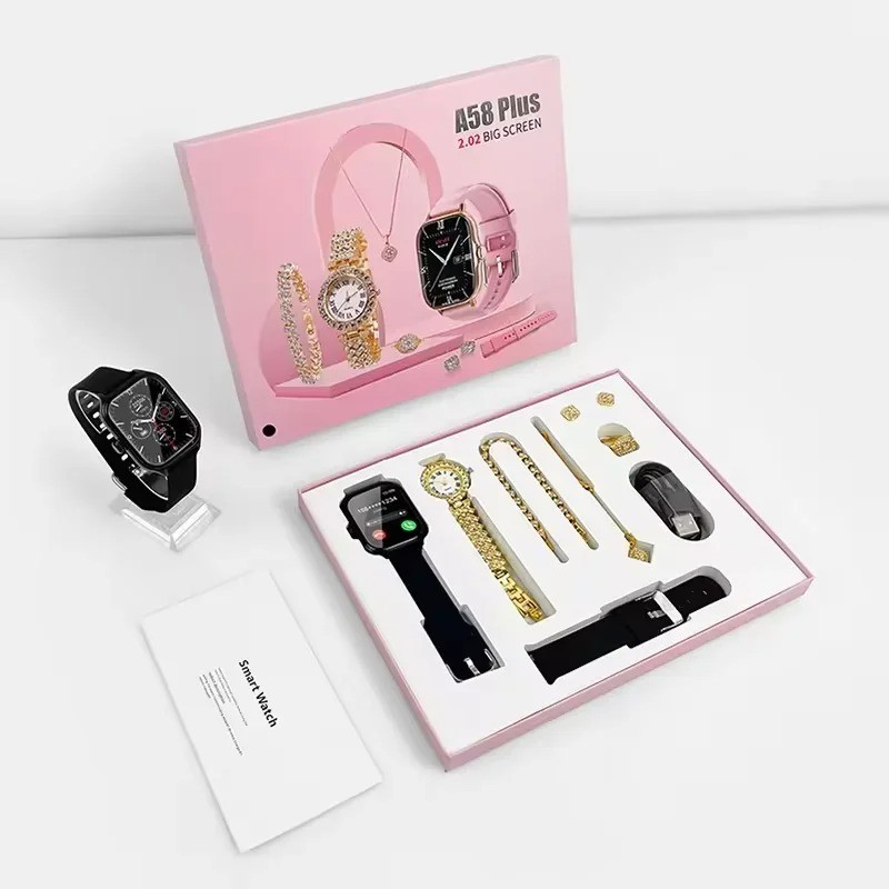 A58 Plus Smart Watch Combo Set Gifts for Women Fitness Tracker Quartz Health US