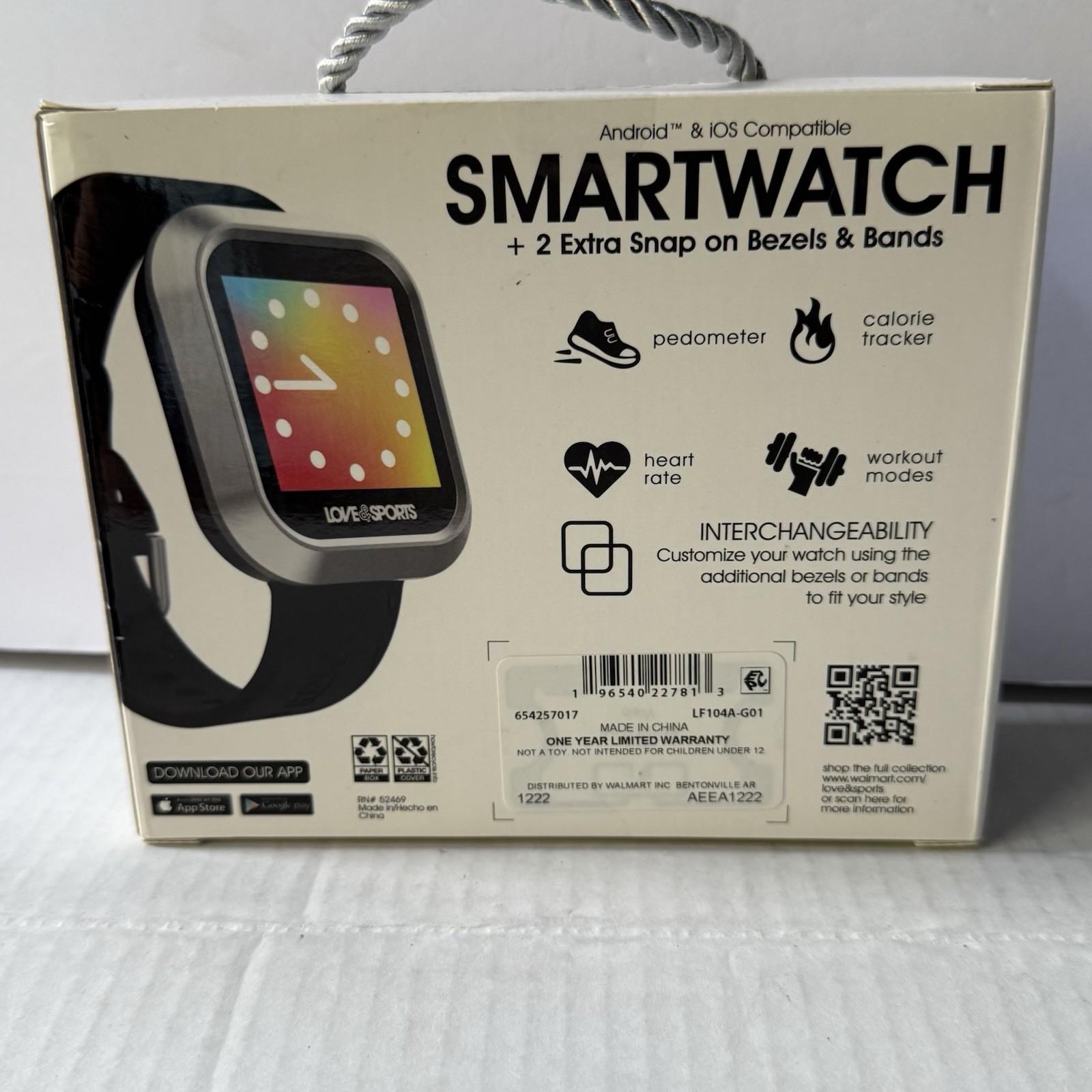 Smartwatch with Interchangeable Bands – Black, Blue, Pink New