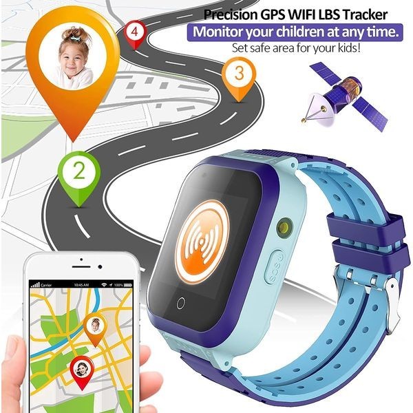 OKYUK 4G Smart Watch for Kids w/ SIM, Games, Camera, SOS – PURPLE PINK ROSE RED