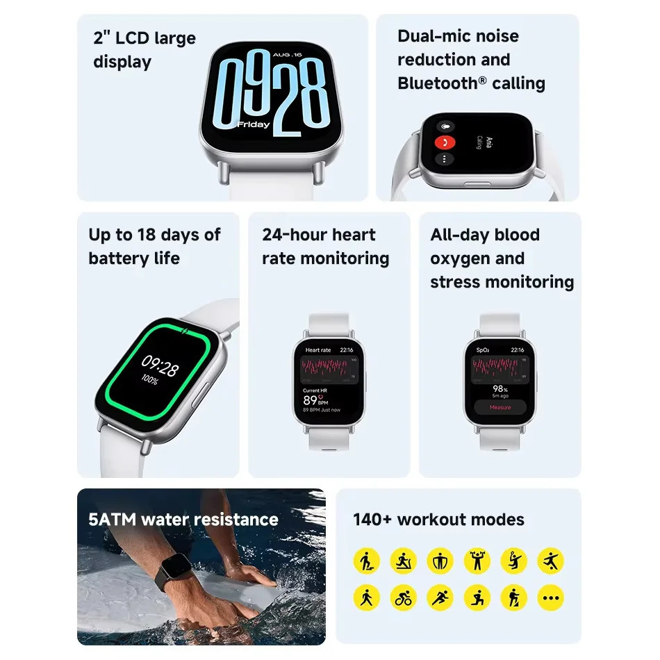 Global Version Xiaomi Redmi Watch 5 Active 2” Display Up to18 days battery life