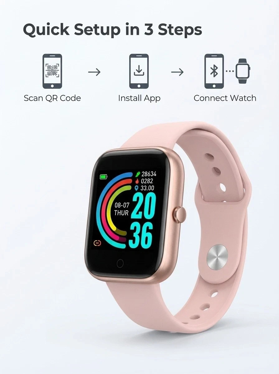 Fitness Smart Watch Activity Tracker for Android iOS Bluetooth Touch Screen