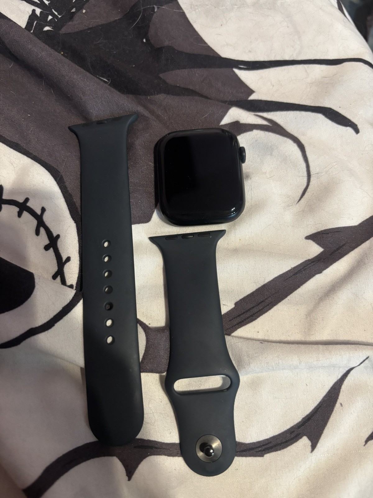 Apple Watch Series 9 45mm Black Aluminum Case Blue Silicone Band