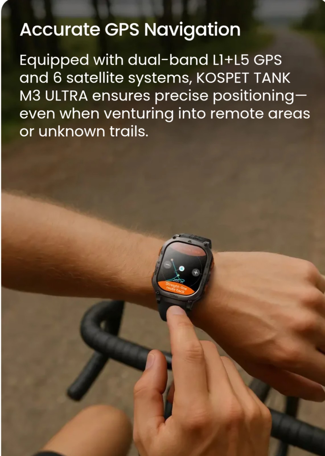 Kospet Tank M3 Ultra Black Rugged Waterproof Military Sport Bluetooth GPS Silico