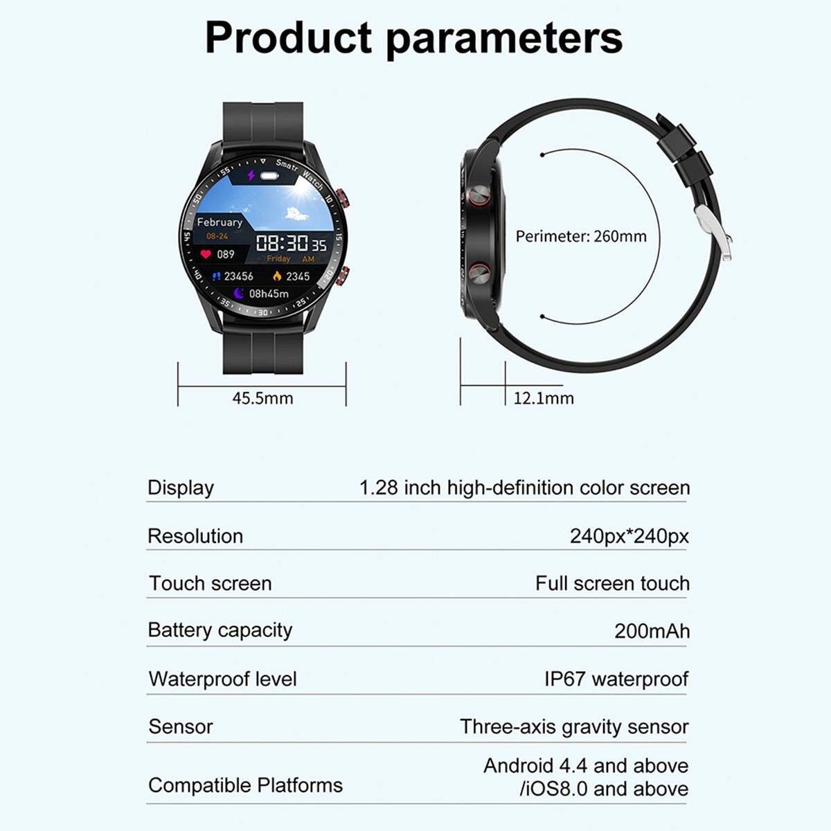 Smart Watch For Men/Women Waterproof Sports Watch Bluetooth Call iPhone Samsung
