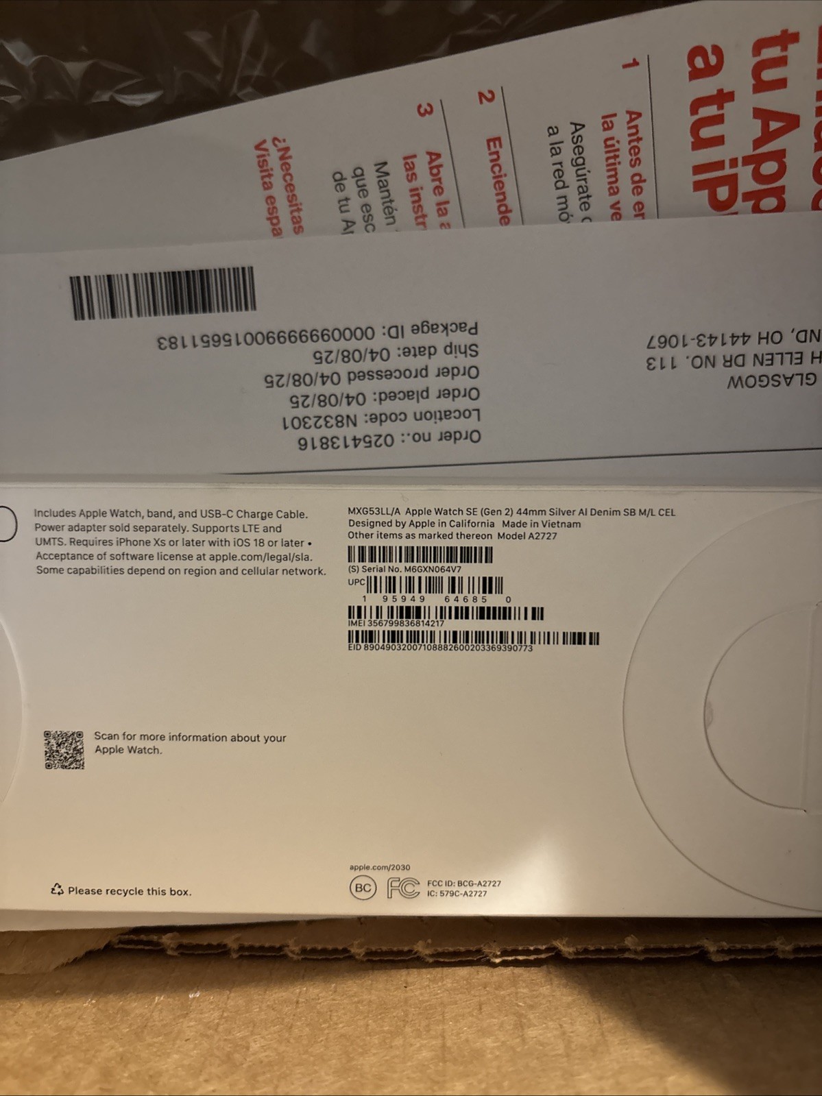 brand new , never opened Apple watch SE 44MM In Sliver Aluminum case