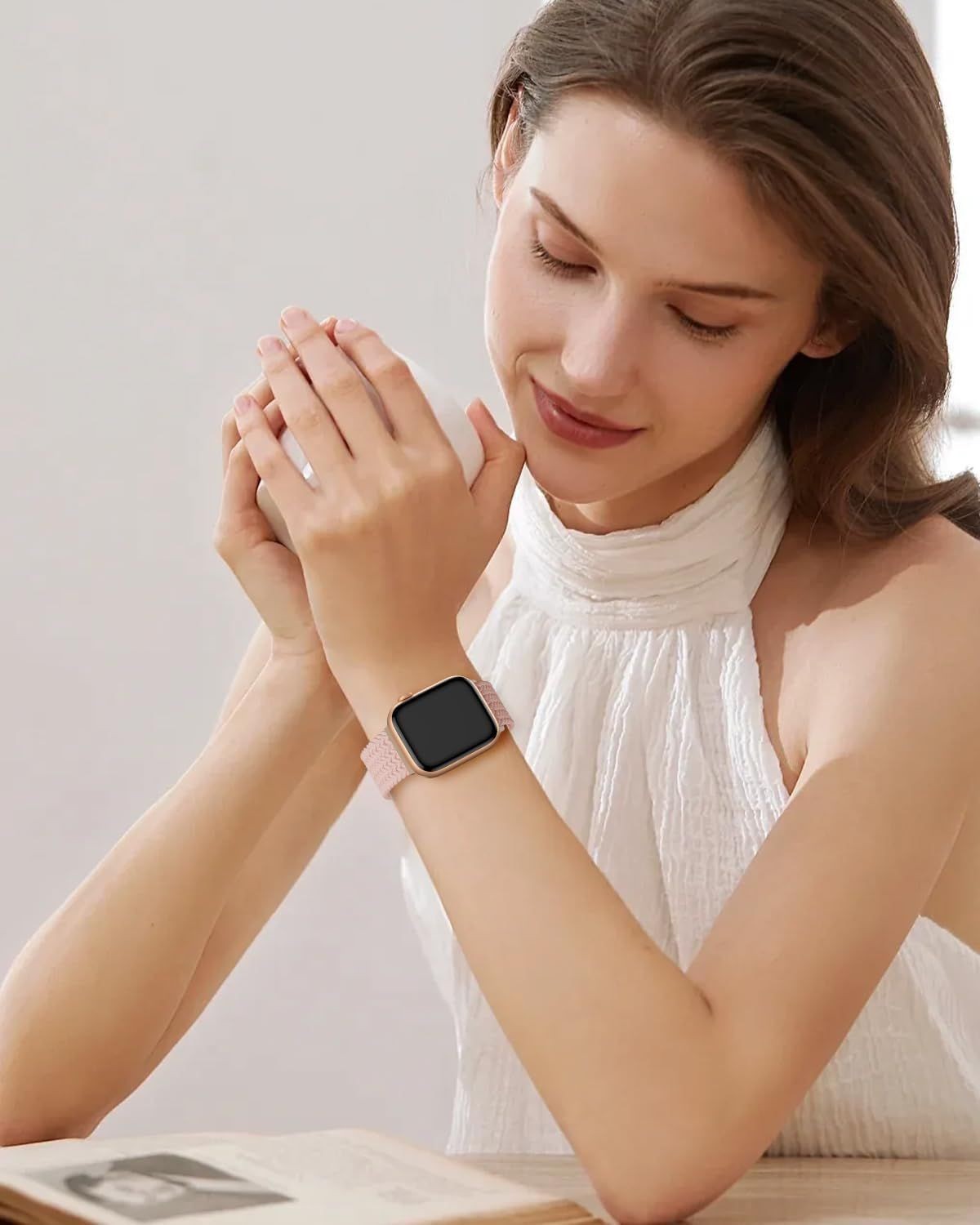 Pink Sand Braided Stretchy Band for Apple Watch 38mm 40mm 41mm 42mm – HEARTBOOM