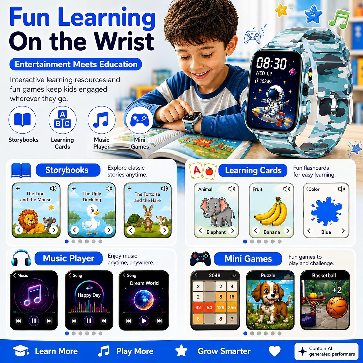 Ai Smart Watch for Kids Boys Age 5-12 Ai Functions Games HD Touch Screen Watches
