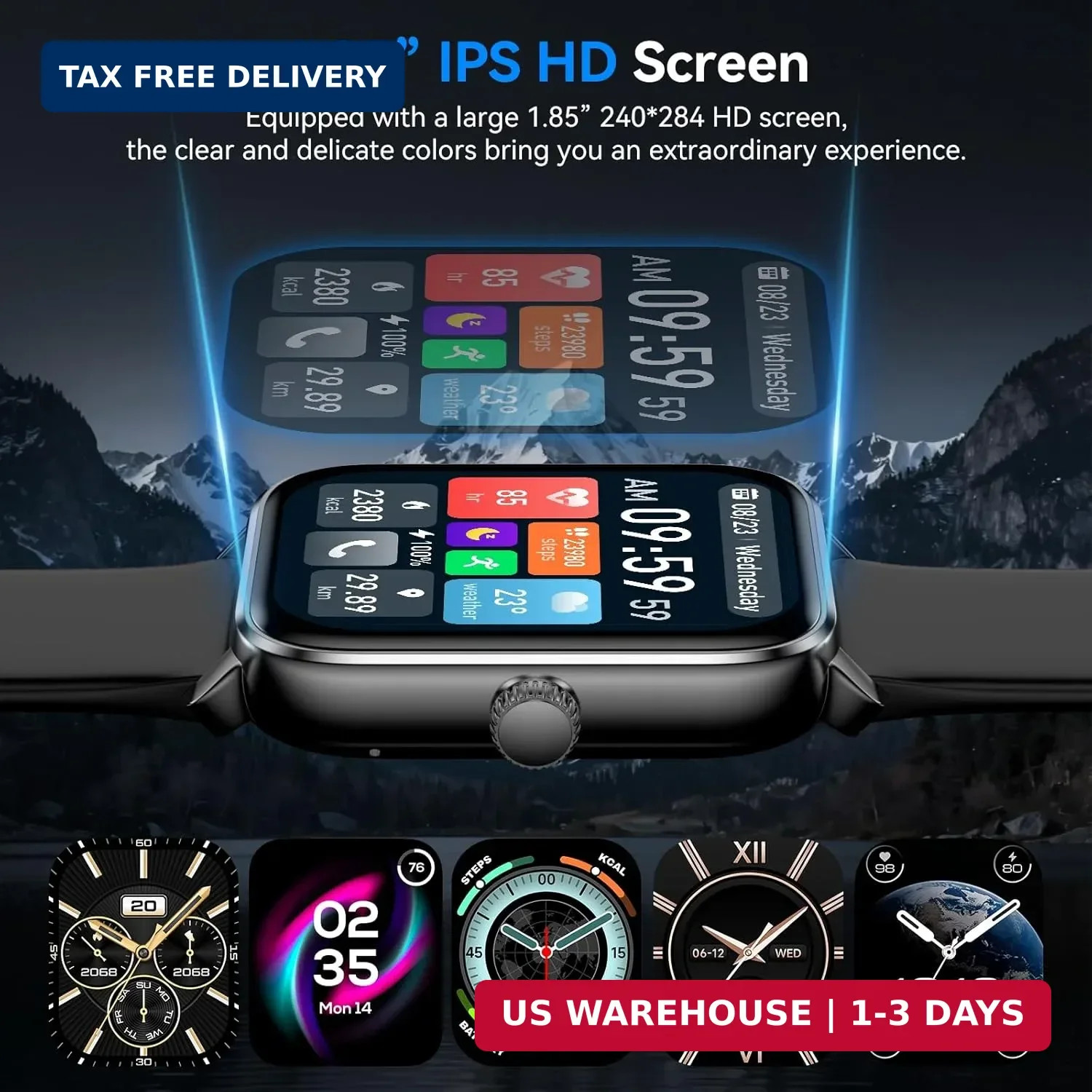 Smart Watches for Men Women with Alexa Built-in, Bluetooth Call, 1.85″ HD Touchs