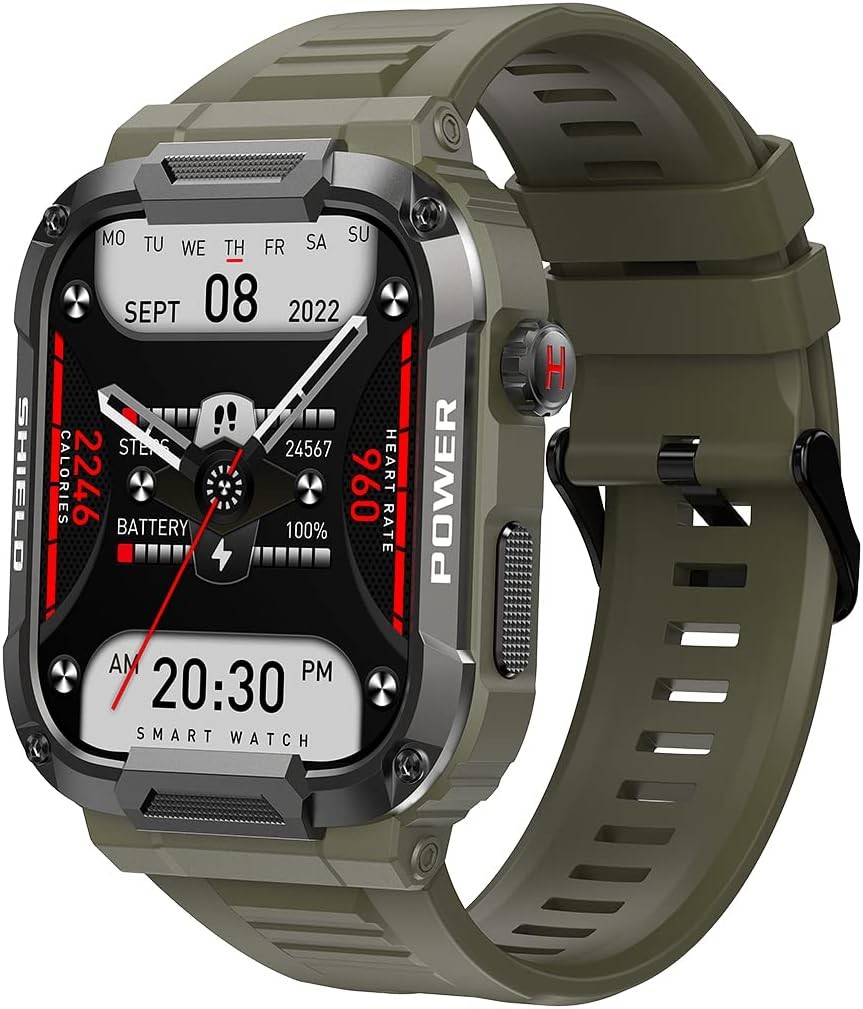 C20 Green Rugged Sports Smart Watch – For Hiking/Running
