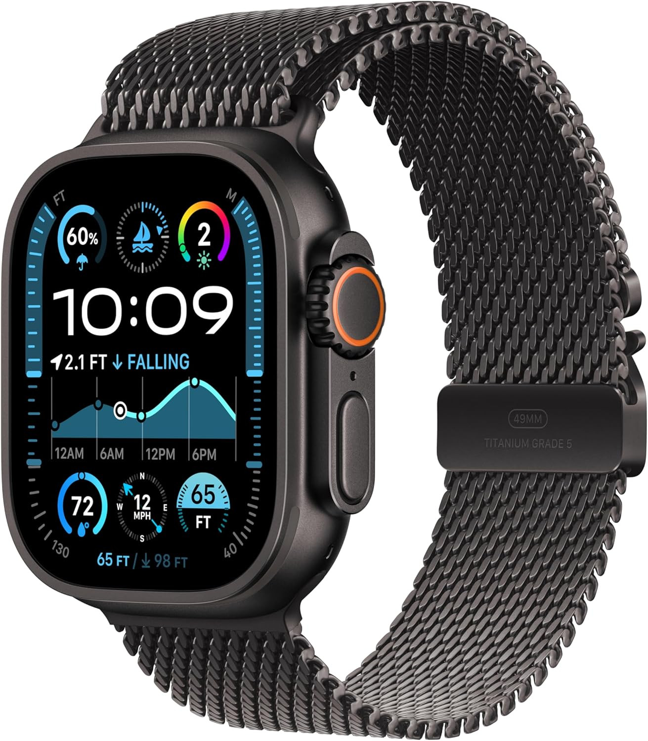 Apple Watch Ultra 2 (GPS + LTE) 49MM Black Titanium Case Black Milanese Loop