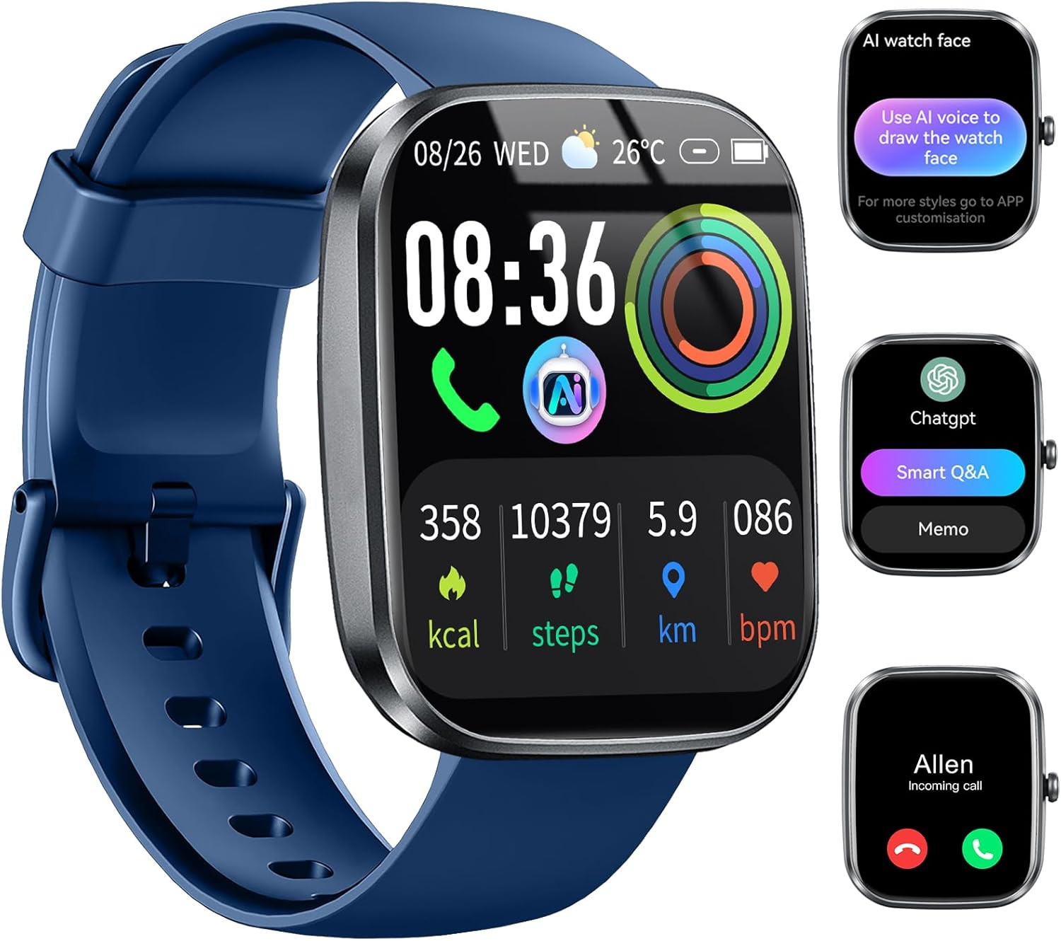 AI Smart Watch Men Women GPS WiFi Tracker Fitness Activity Waterproof Android Io