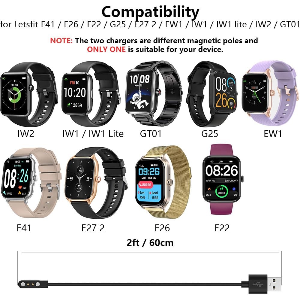 Chargers for Letsfit E41 E26 E27 E22 G25 EW1 IW1 IW1 lite IW2 GT01 Smart Watch C