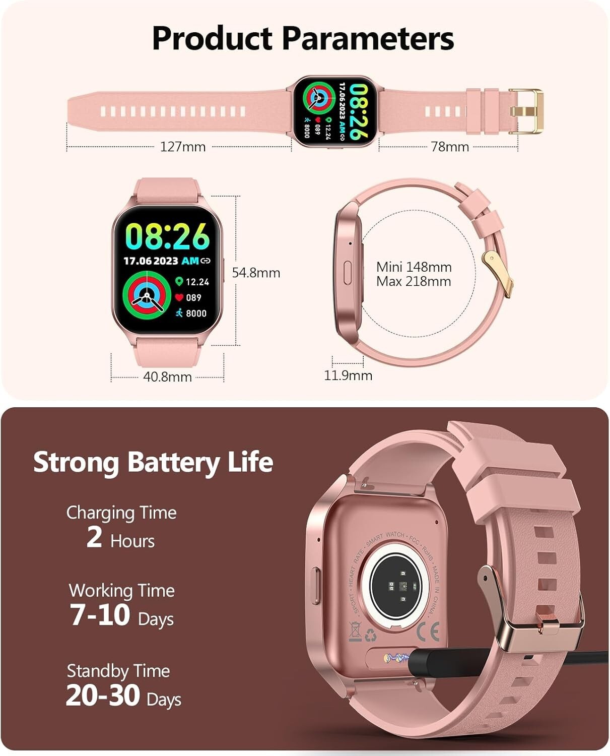 SOUYIE Smart Watch (Answer/Make Call), 2.06″ Curved AMOLED Screen Smartwatch