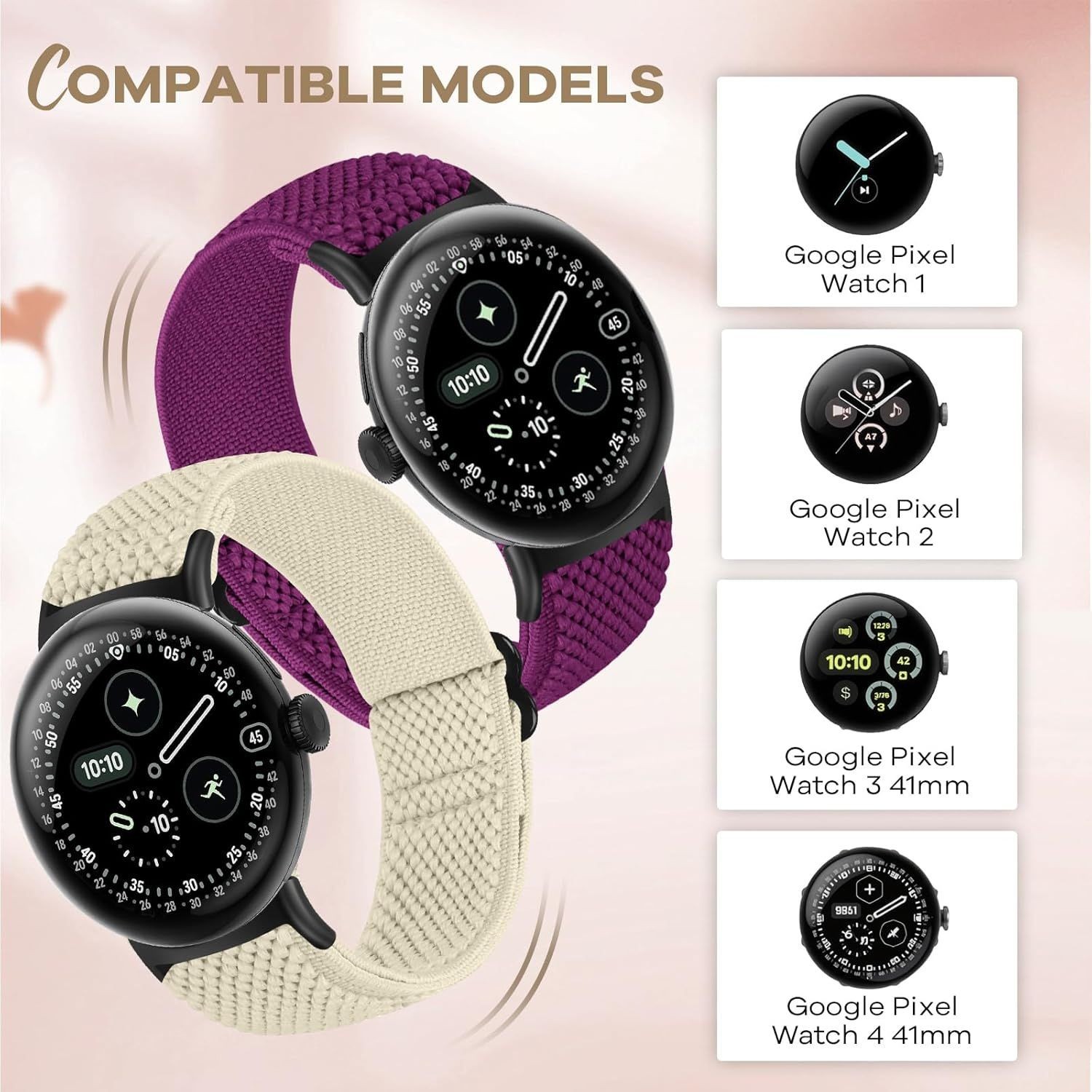 Adjustable Stretchy Nylon Band for Google Pixel Watch 41mm – Compatible Straps