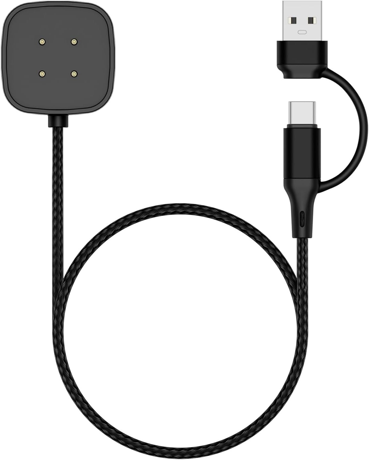 Charger Compatible with Fitbit Versa 4/Versa 3/Sense 2/Sense, USB-A/C Cable 3.3F
