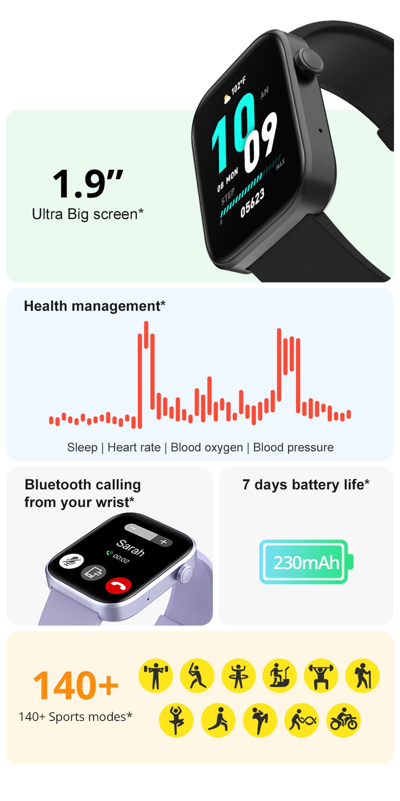 COLMI P71 Smart Watch, Sports Pedometer, IP67 Waterproof, Full-Screen calling yn