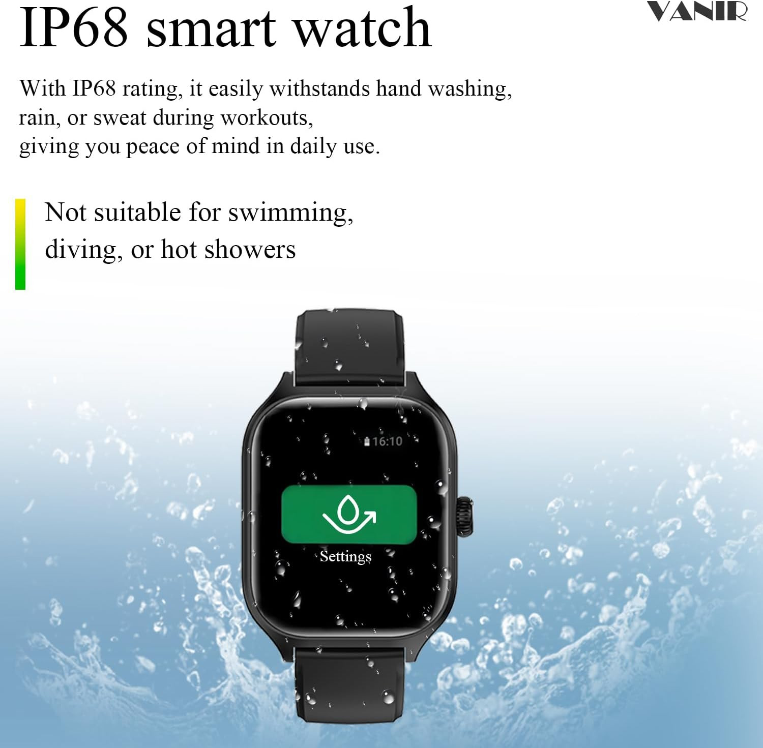 VANIR Smart Watch 2.01″ Large HD Display – Bluetooth Calling, Fitness Tracker, M