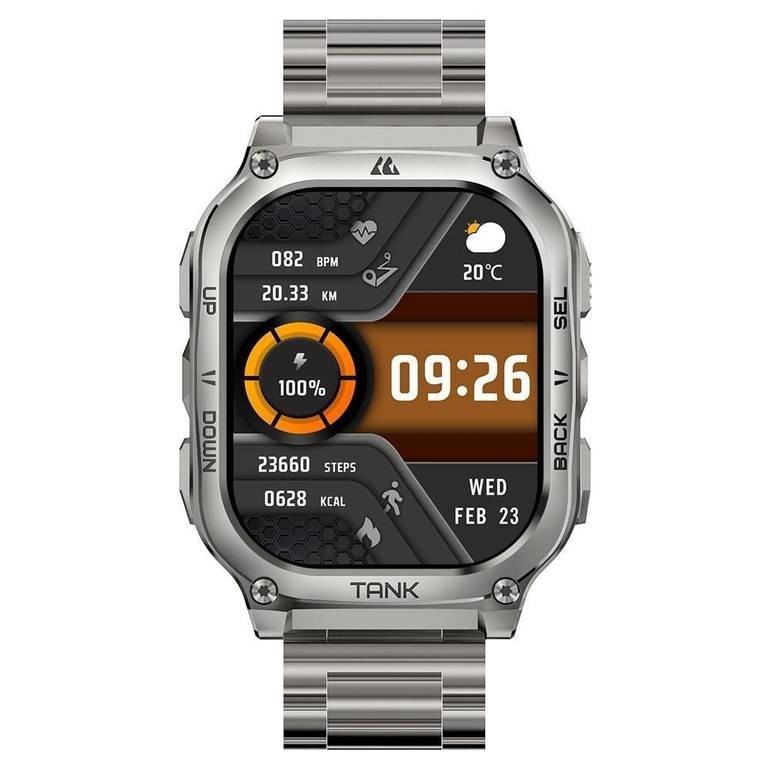 TANK M3 Special Edition AMOLED Smartwatch Silver Fitness Tracker with HD Display